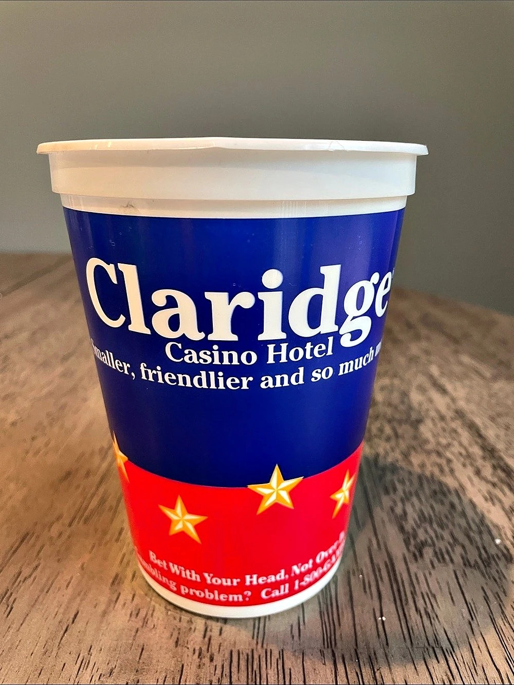 Vintage Claridge AC Casino Coin Bucket - Blue/Red